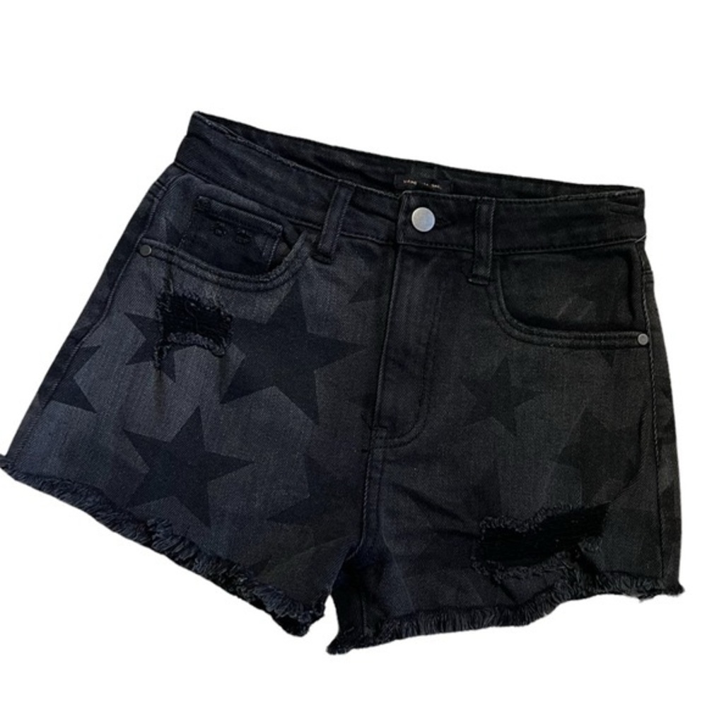 black denim material girl star shorts